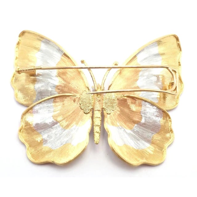 Mid 20th Century Mid 20th Century Buccellati Large Butterfly Yellow White Rose Gold Pin Brooch For Sale - Image 5 of 9