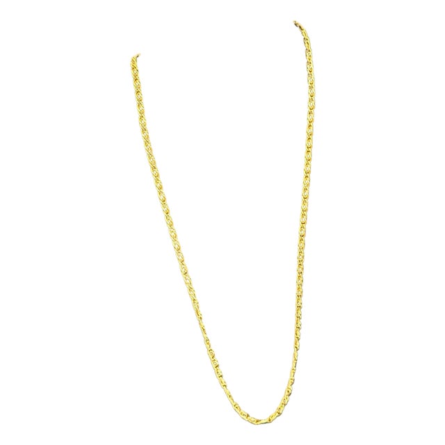 Vintage 18 Karat Yellow Gold 7.4 Gm, Link Chain, 3.22 Mm Necklace, 18.5" Long For Sale