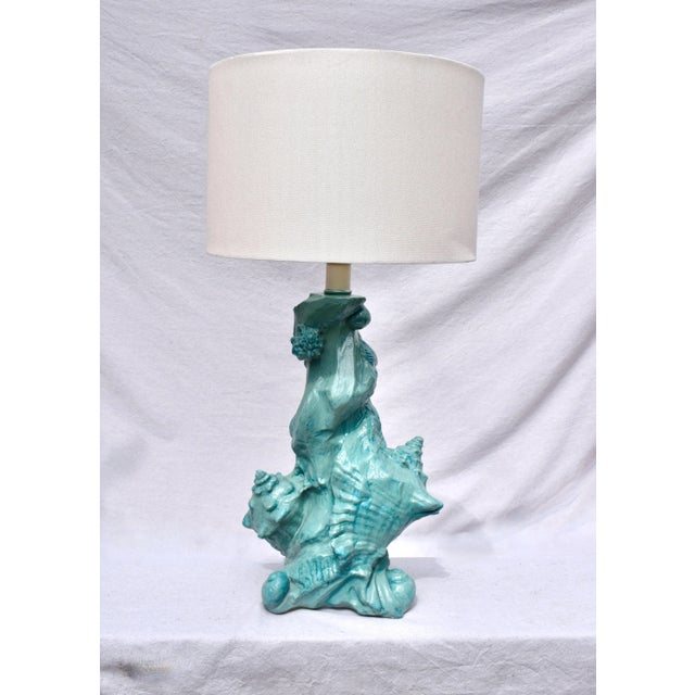 Vintage Sirmos Table Lamp With Coastal Conch Shell Motif For Sale In Philadelphia - Image 6 of 6