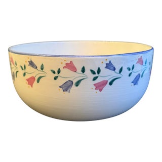 1980s Bernarda of Portugal White Mixing Bowl With Floral Motif For Sale