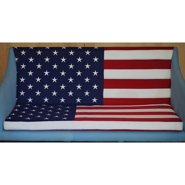 Antique Georgian Sofa Upholstered with American Flag Stars & Stripes, USA, 1820s For Sale - Image 3 of 18