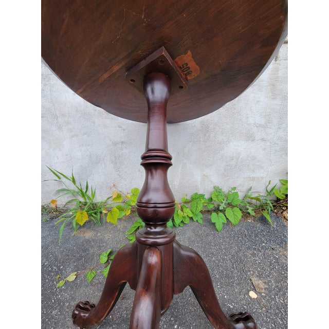 Wood 1930s English Chippendale Piecrust Mahogany Table For Sale - Image 7 of 8