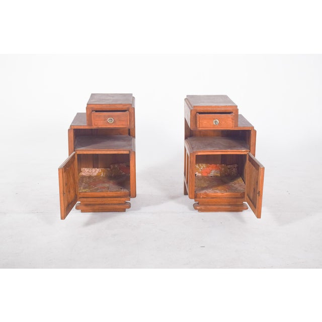 Brown Portuguese Art Deco Bedside Tables, 1920, Set of 2 For Sale - Image 8 of 13