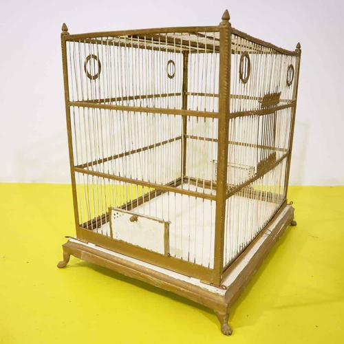2000 - 2009 Metal Birdcage with Decorative Elements and Shaped Handle For Sale - Image 5 of 9