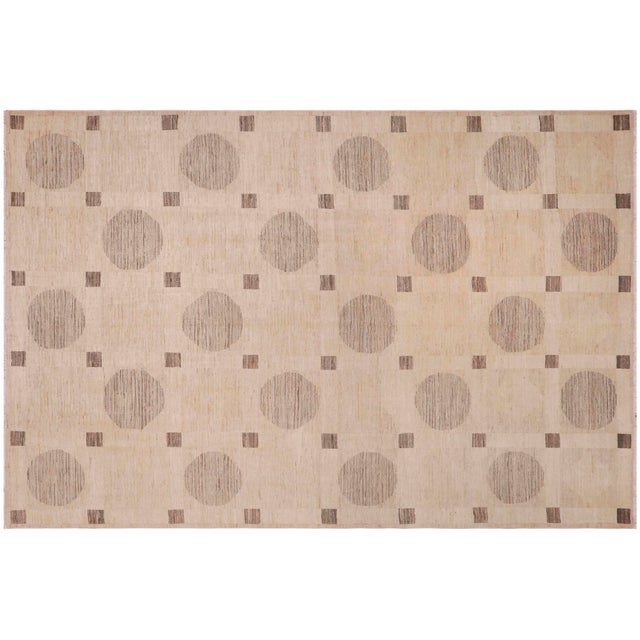 Boho Chic Gabbeh Tan/Green Wool Rug - 9'9'' X 14'0'' For Sale - Image 9 of 10