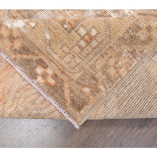 Textile 3'6x12'6 Orange Brown Vintage Turkish Hand-Knotted Runner Rug For Sale - Image 7 of 8