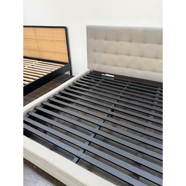 Textile King Size Restoration Hardware Modena Tufted Platform Bed Frame For Sale - Image 7 of 12