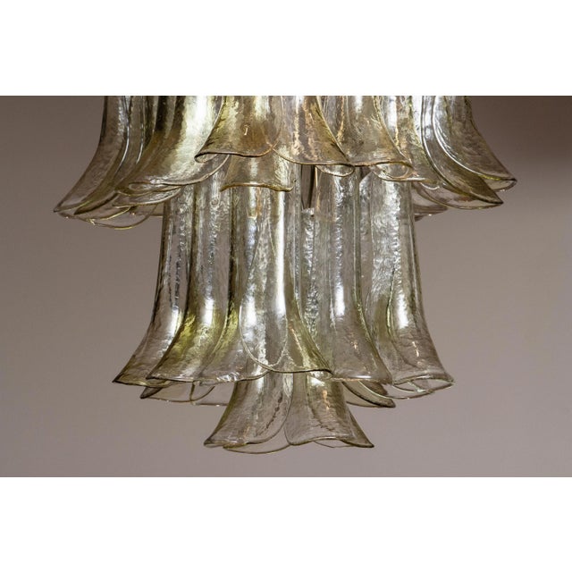 Beautiful square flush mount filled with bright with green tones glass shades 'selle' made by 'la murrina' murano italy in...