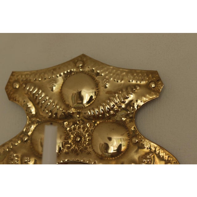Mid-Century Modern Mid-Century Baroque Swedish Brass Sconces For Sale - Image 3 of 18