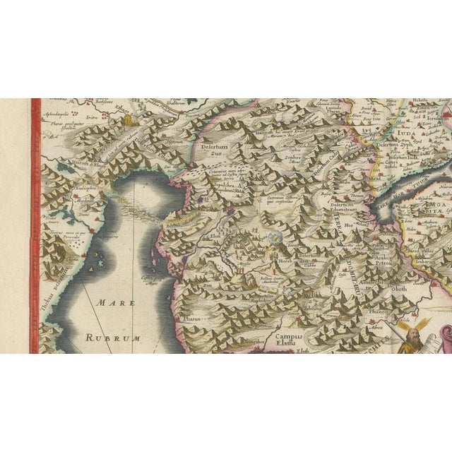 Copper Holy Land Map with Terra Sancta Palestina from Blaeu, 1642 For Sale - Image 8 of 12