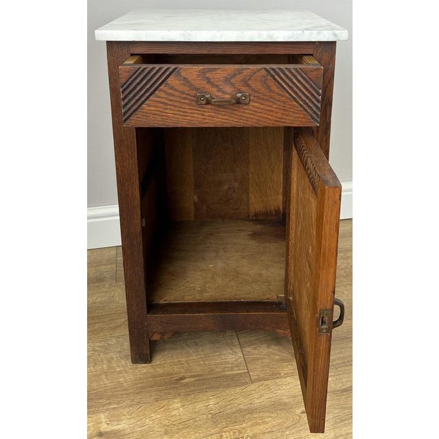 French Bedside Table with Marble Top For Sale - Image 10 of 12