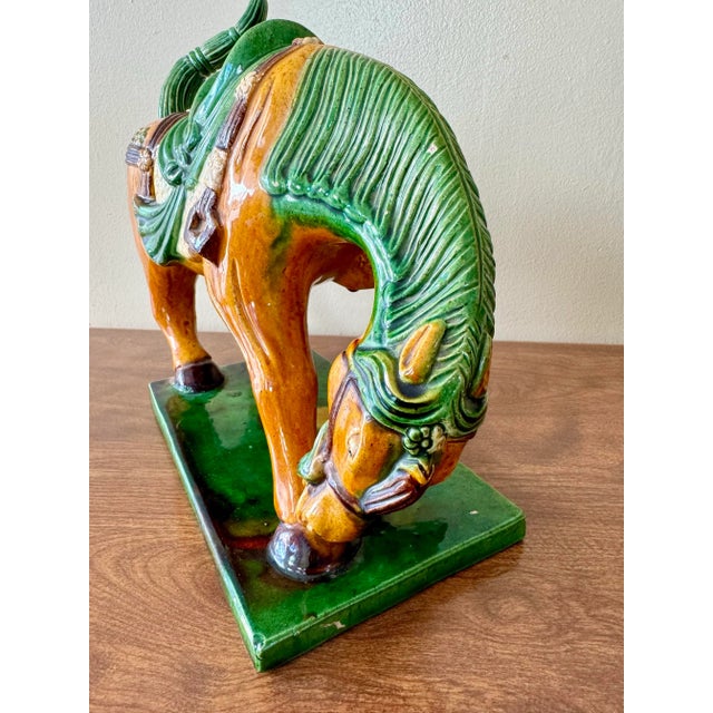 Late 20th Century Large Mid-Century Chinese Tang Dynasty Style Horse Figurine For Sale - Image 5 of 10