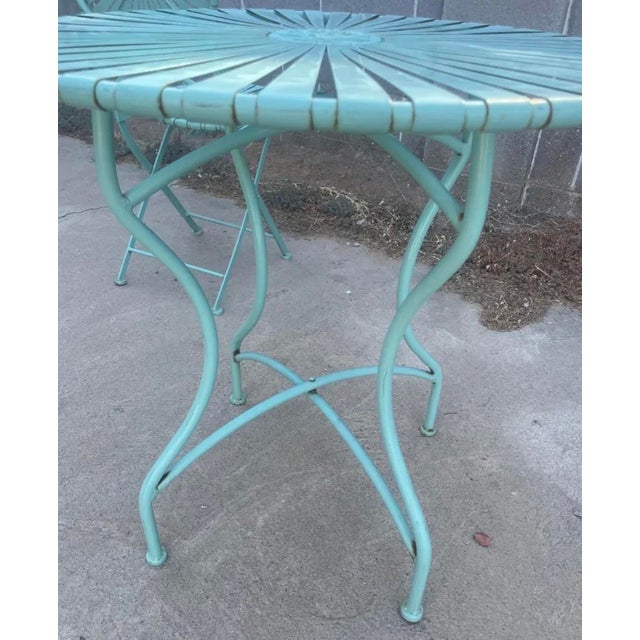 Metal Mid-Century Modern Francois Carr Attributed Powder Blue Starburst Patio Bistro Set - 3 Pieces For Sale - Image 7 of 7