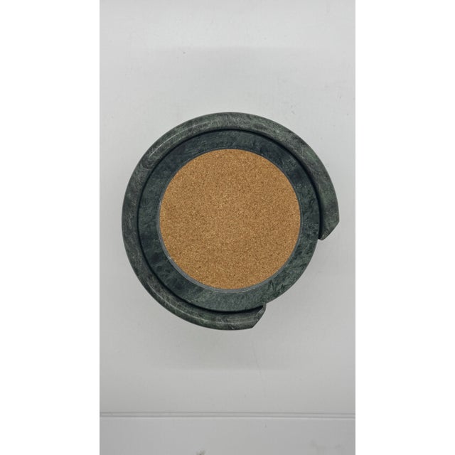 1980s 1980's Jade Green Marble Coaster Set - 7 Piece For Sale - Image 5 of 11