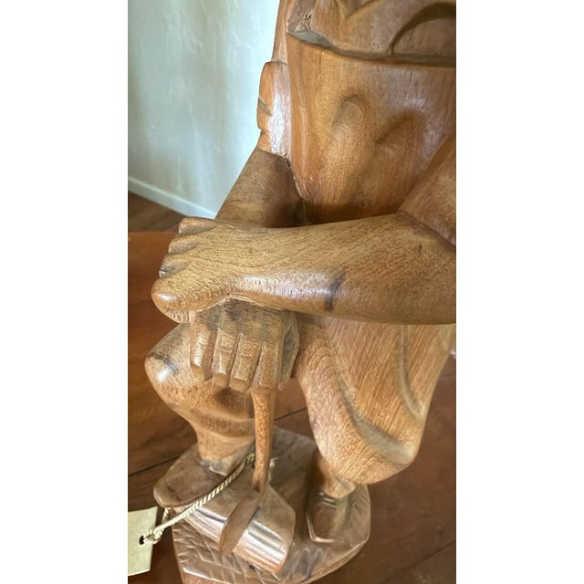 1970s MCM Echt Holz Wood Carving Axe Man West Germany For Sale - Image 10 of 12