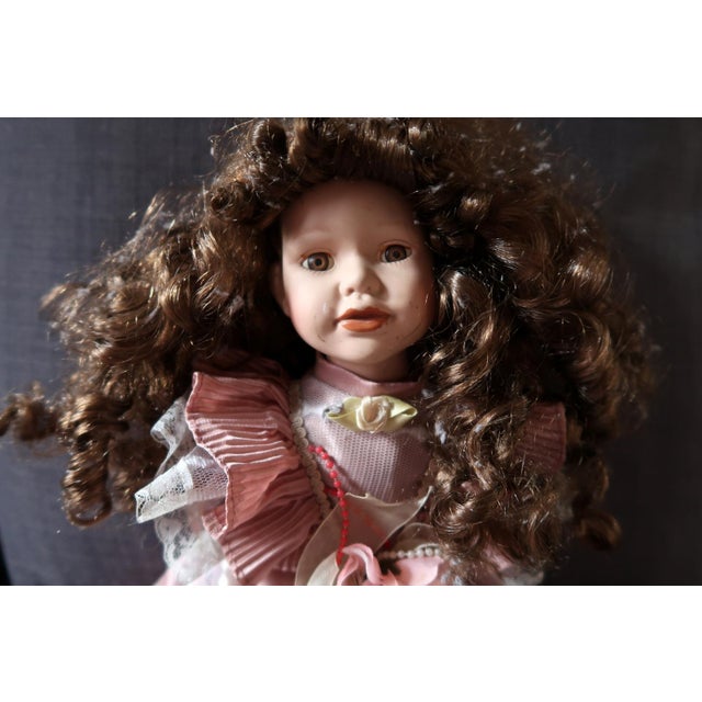 Ceramic Charming Vintage Porcelain Doll - 42cm, 20th Century, Pretty in Pink For Sale - Image 7 of 10