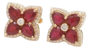 2.52 Ct Natural ruby and 0.39 ct diamond earring in 18k gold