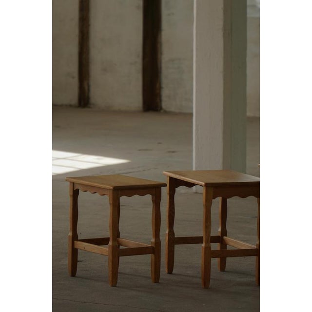 Wood Mid-Century Modern Danish Nesting Tables in Oak, 1960s, Set of 3 For Sale - Image 7 of 14