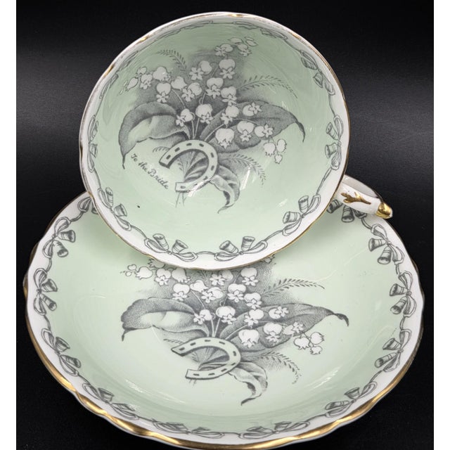 1939-1949 "Double Warrant"Paragon"To the Bride" Teacup and Saucer by Appointment Hm Queen Elizabeth and Hm Queen Mary For Sale - Image 18 of 18