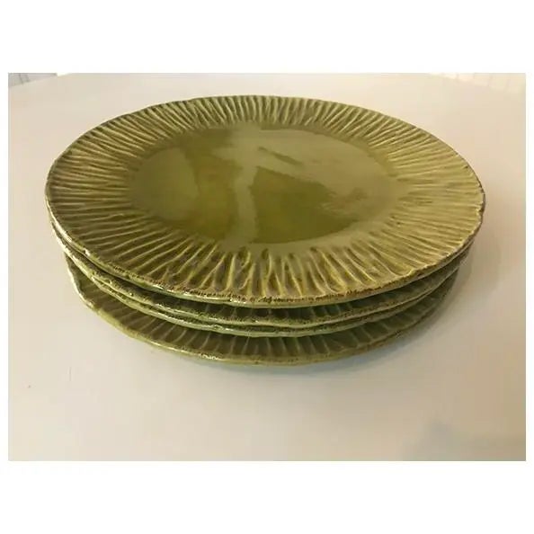 Mid-Century Modern Vintage Chartreuse Italian Hand-Painted Dining Plates- Set of 4 For Sale - Image 3 of 12