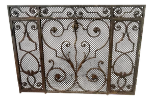 Hammered Wrought Iron Grille, 20th Century