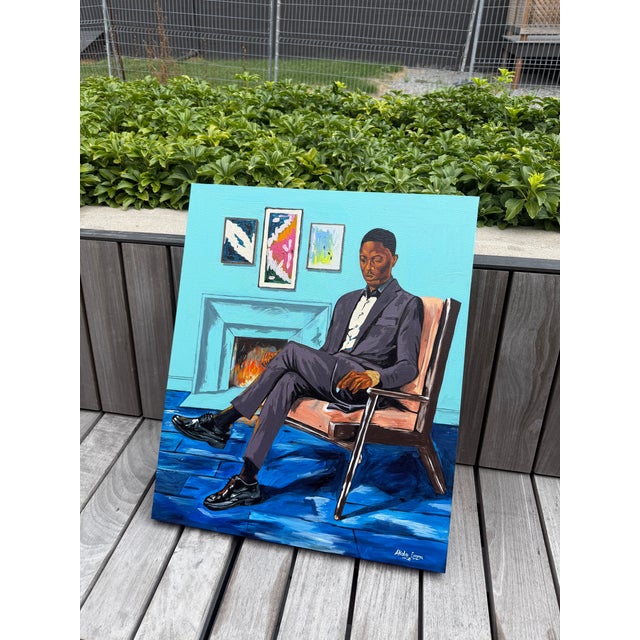 Early 21st Century Within the Blue Room, 21st Century, Figurative Realism, by Emmanuel Akolo (2026), Acrylic on Canvas For Sale - Image 5 of 8