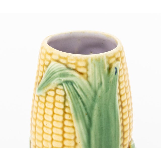 English Majolica Corn Pitcher and Vases, 3 Pieces For Sale In New York - Image 6 of 14
