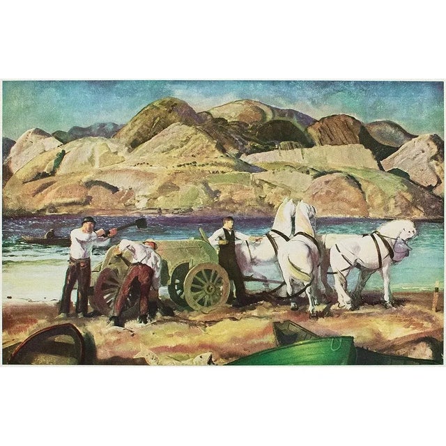 An excellent reproduction print in full color of painting "The Sand Cart" by George Bellows. Comes from a vintage art...