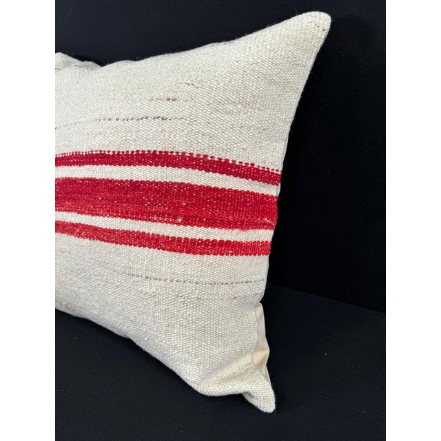 Contemporary Turkish Hemp Pillow Cushion Natural Beige Red Pillow Cushion Cover 24x24 For Sale - Image 3 of 4