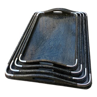 Mid Century Cerused Wood Nesting Trays - Set of 4 For Sale