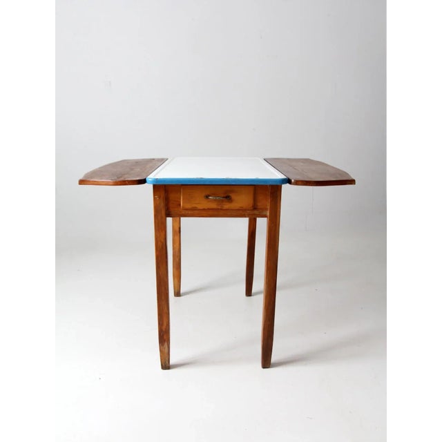 Farmhouse Antique Enamel Top Kitchenette Table For Sale - Image 3 of 13