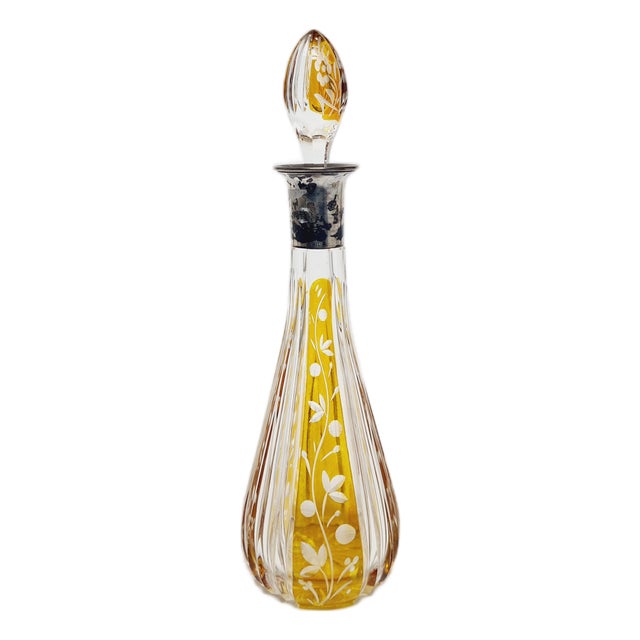 Art Deco Crystal Silver Carafe, Denmark, 1930s For Sale