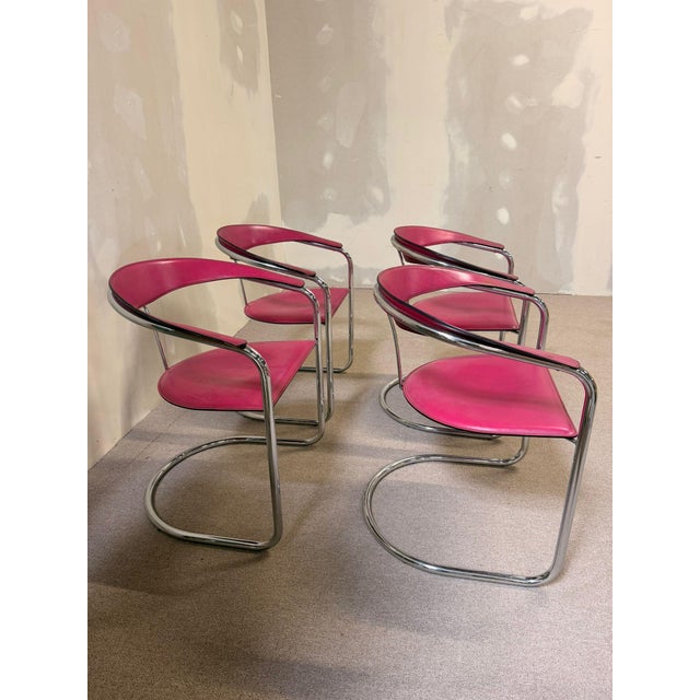 Green Canasta Cantilever Chairs in Pink, 1980s, Set of 4 For Sale - Image 8 of 16