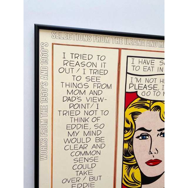 Roy Lichtenstein Roy Lichtenstein Vintage 1985 Lithograph Print Framed Large Pop Art Exhibition Poster " Eddie Diptych " 1962 For Sale - Image 4 of 15