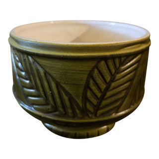 Vintage Haeger Usa Pottery Planter, Green With Leaf Design For Sale