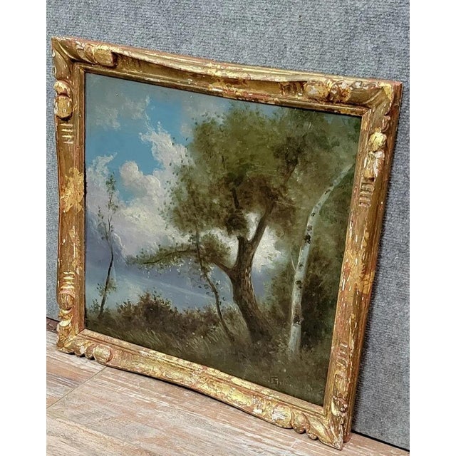 Da Silva after Corot: oil on panel, landscape, late 19th century attractive gilt frame signed lower right 49 x 52 cm