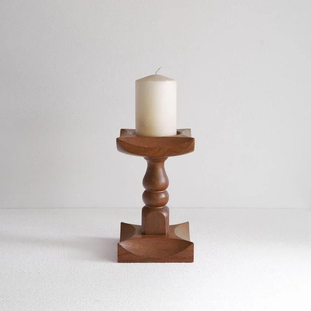 Large Brutalist Candleholder in Oak, 1960s For Sale - Image 6 of 8