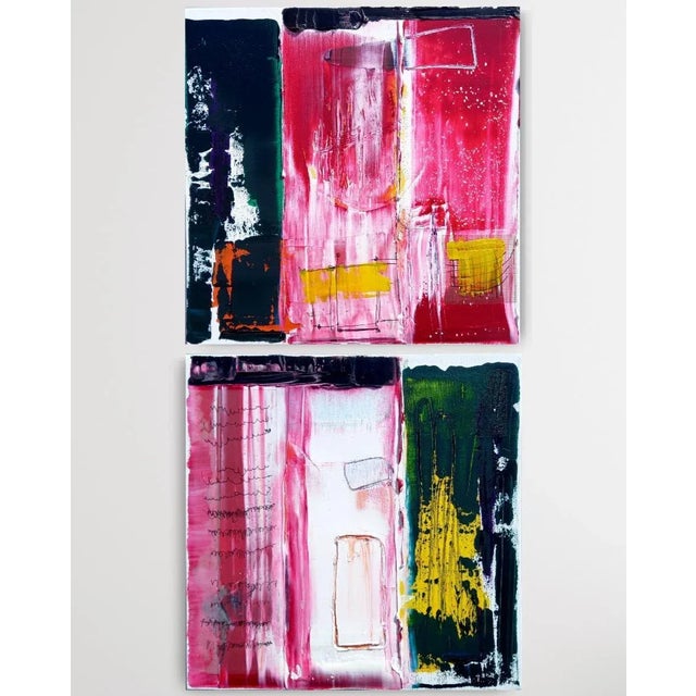 One-of-a-Kind Abstract Oil Paintings - Diptych / Cy Twombly / Robert Motherwell For Sale - Image 11 of 12