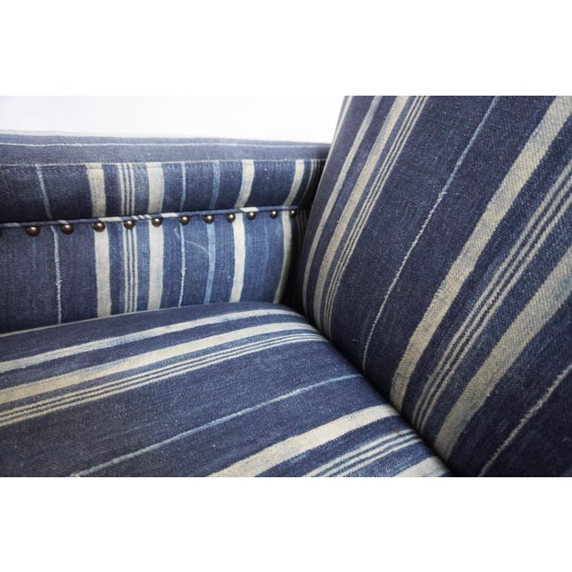 Indigo Stripped Upholstered Gallant Armchair by Cisco Home For Sale - Image 12 of 16