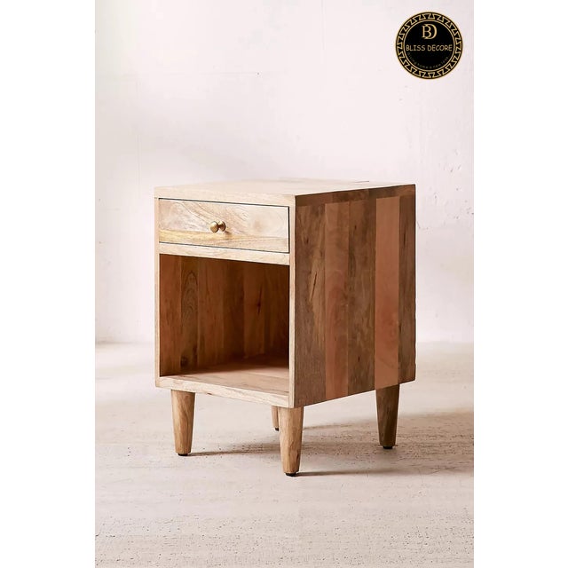 Solid Mid Century Wooden Bedside Table For Sale - Image 6 of 7