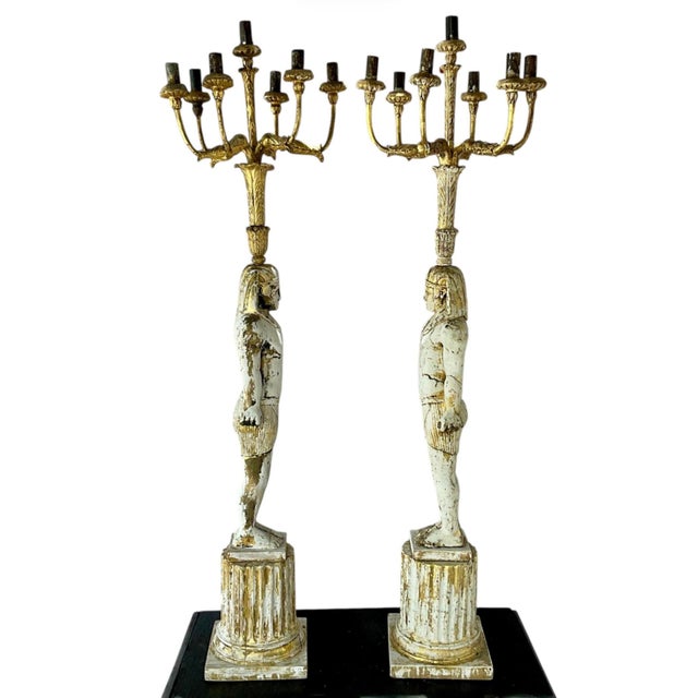 Monumental Egyptian Revival Giltwood Torchères, 19th Century, France For Sale - Image 9 of 14