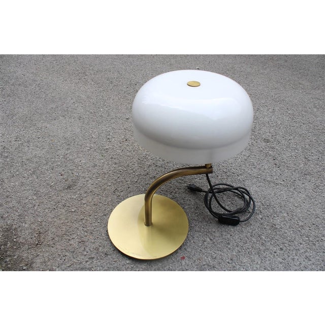 Brass and Acrylic Glass Table Lamp from Valenti Luce, 1970s For Sale - Image 3 of 9