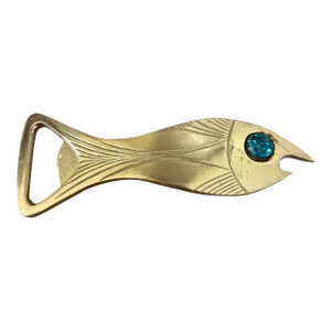 Vintage Mid Century Brass Fish Sculpted Bottle Opener