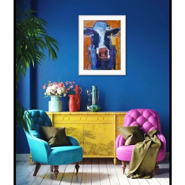 Abstract Cow With Orange Original Oil Painting For Sale In Reno/Lake Tahoe - Image 6 of 6