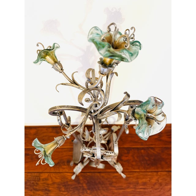 Janice Minor Design Wrought Iron Amaryllis Glass Deocration Fireplace Tool Set For Sale - Image 11 of 15