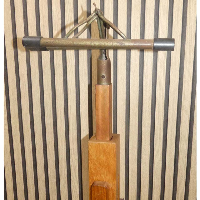 Industrial Tripod Metal and Wood Card Stand, 1950s For Sale - Image 4 of 13