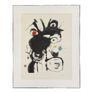Joan Miró, Plate 4 From Espriu-Miro, Dupin 872 (Large Signed Aquatint Etching), 1975