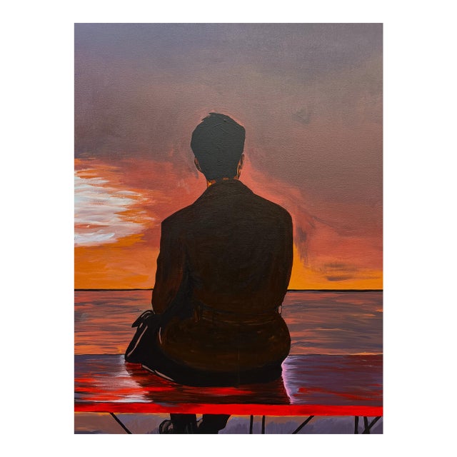 Still Waiting, Painting by Emmanuel Akolo (2025) Acrylic on Canvas For Sale