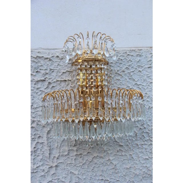 Vintage Gold-Plated Swarovski Crystal Wall Lights, 1970s, Set of 6 For Sale - Image 13 of 13