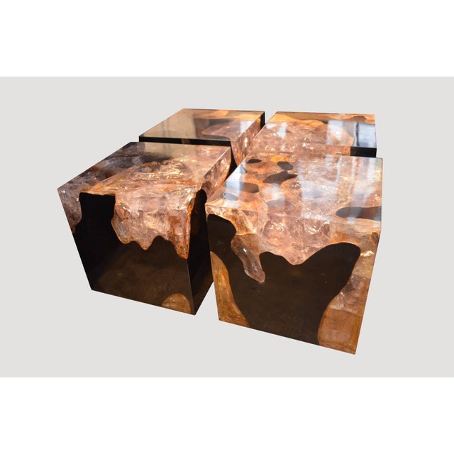 Wood Andrianna Shamaris Cracked Resin Cocktail Table For Sale - Image 7 of 18